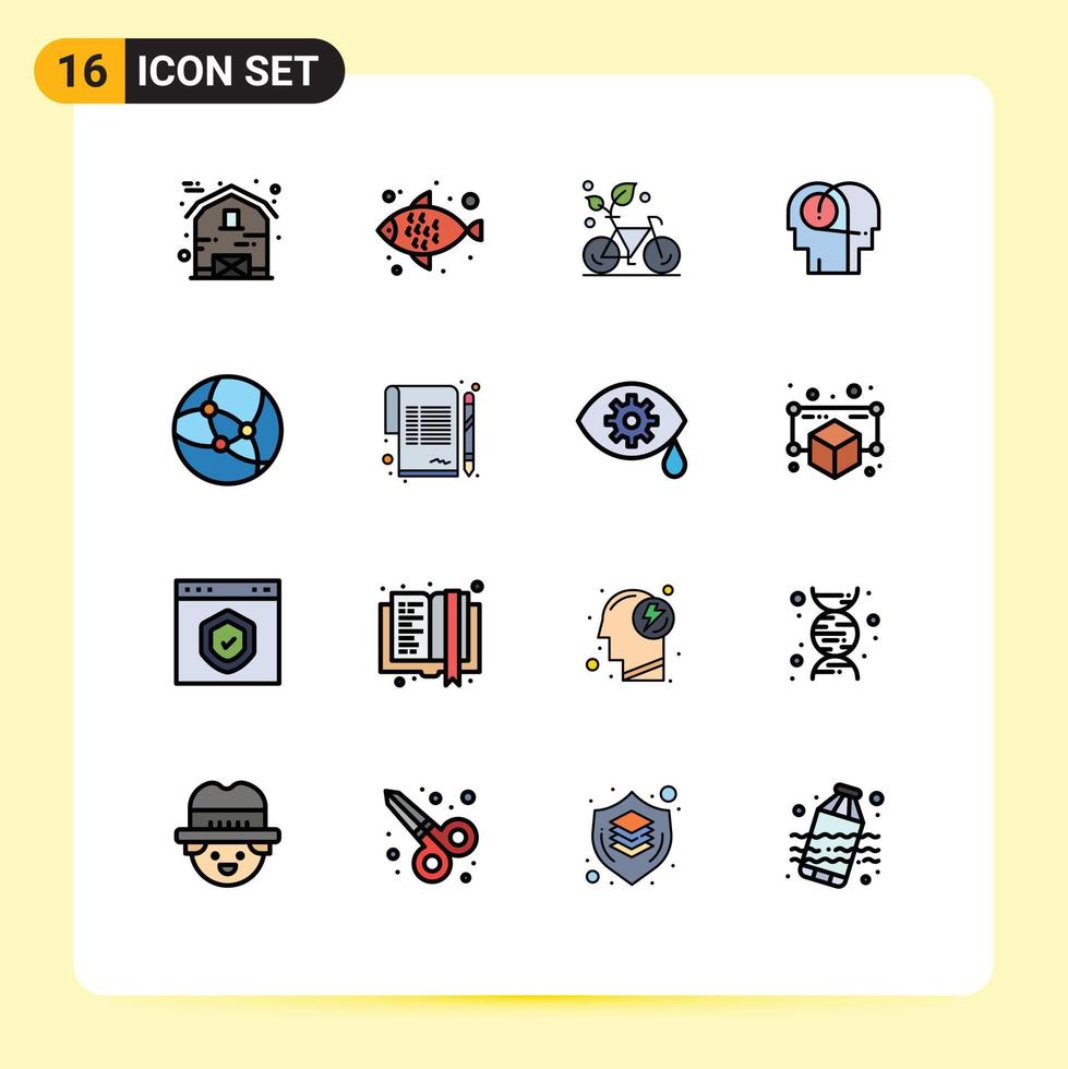 16 piatto colore pieno linea concetto per siti web mobile e applicazioni Rete umano eco udito meglio modificabile creativo vettore design elementi