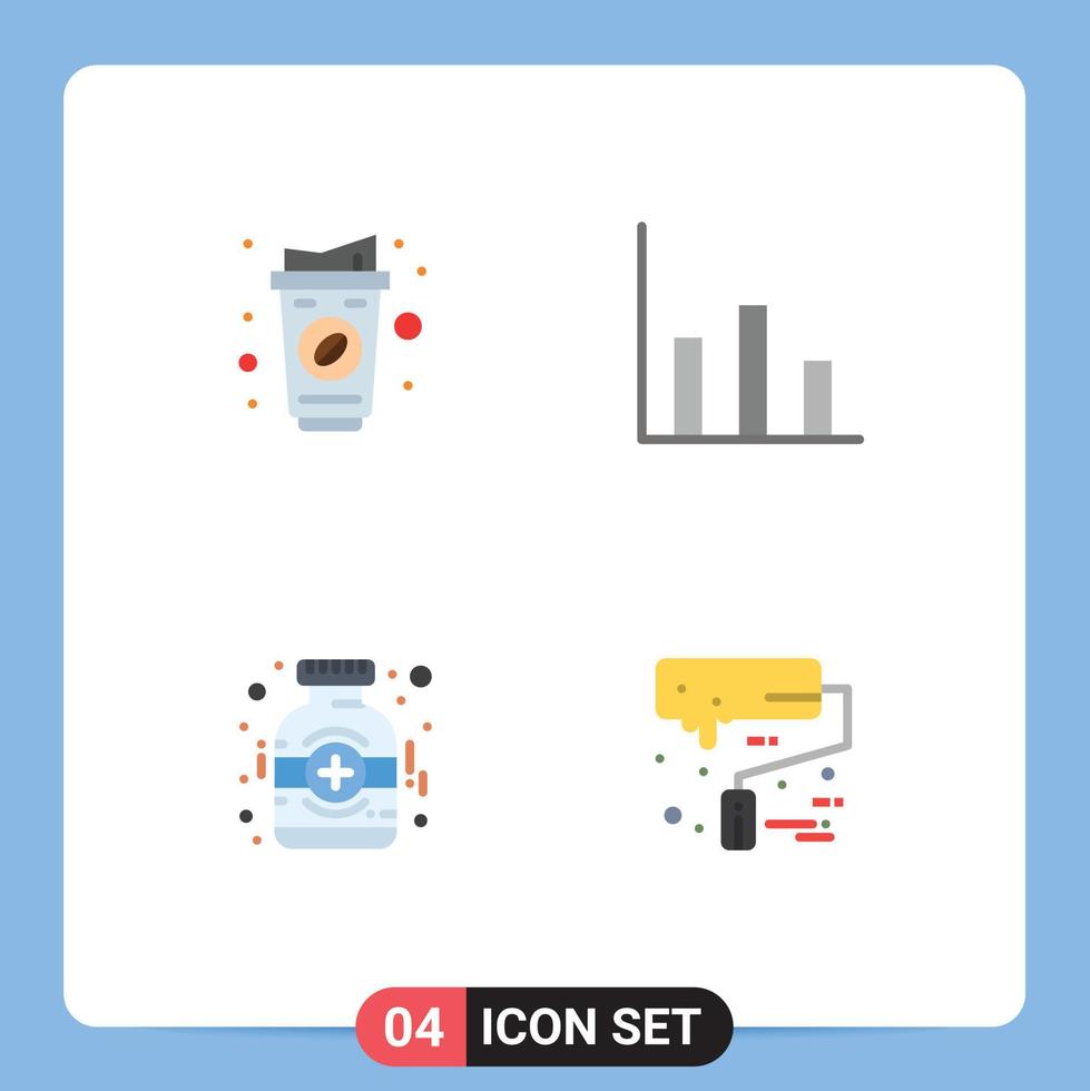 imballare di 4 moderno piatto icone segni e simboli per ragnatela Stampa media come come caffè medicina bevanda moderare dipingere spazzola modificabile vettore design elementi