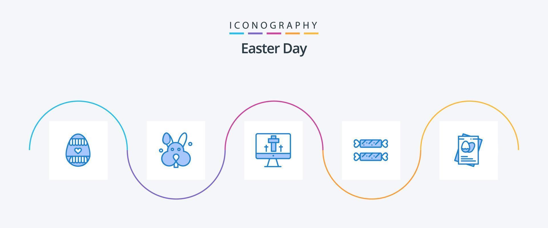 Pasqua blu 5 icona imballare Compreso uova. passpoet. schermo. vacanza. caramella vettore