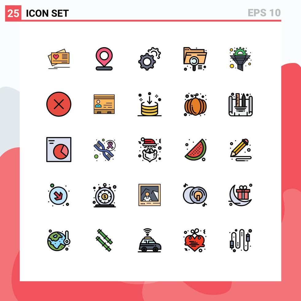 25 creativo icone moderno segni e simboli di filtro file Ingranaggio estensione dati modificabile vettore design elementi