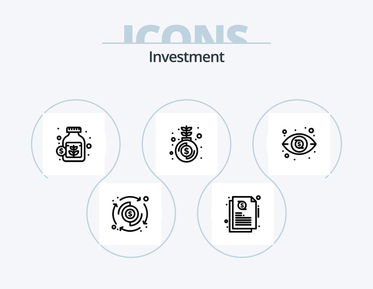 investimento linea icona imballare 5 icona design. in linea. i soldi. finanza. avviare. crescita vettore