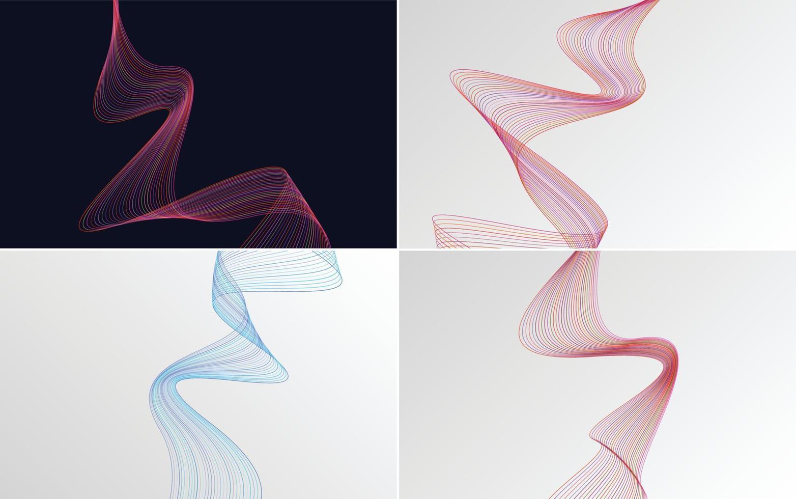 Inserisci profondità per il tuo disegni con Questo impostato di 4 geometrico onda modello sfondi vettore