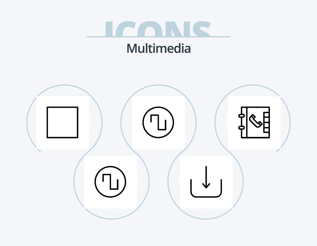 multimedia linea icona imballare 5 icona design. . cartella. suono. documento. posta vettore