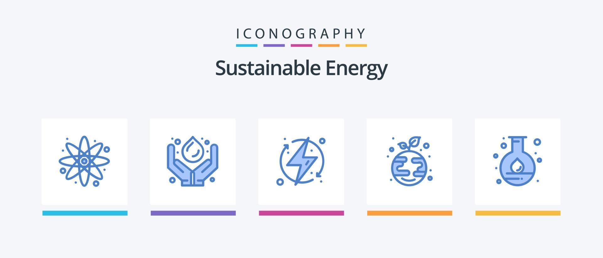 sostenibile energia blu 5 icona imballare Compreso energia. pianta. carica. crescita. rinnovabile. creativo icone design vettore