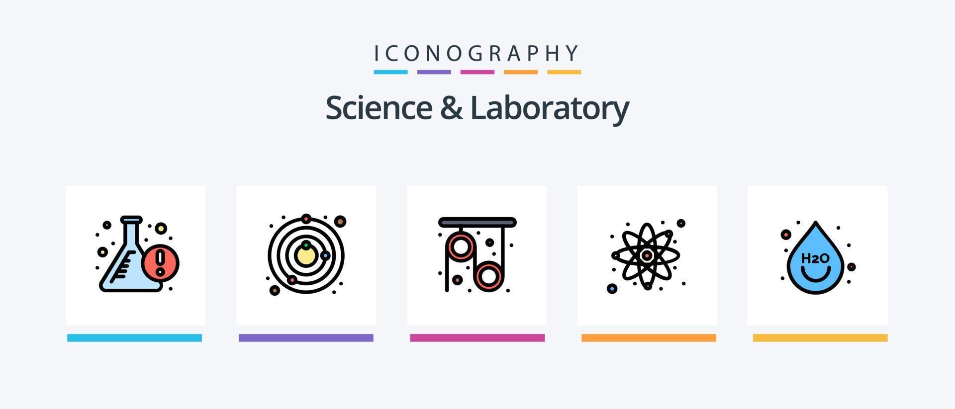 scienza linea pieno 5 icona imballare Compreso pianta. crescita. bere. scienza. germi. creativo icone design vettore