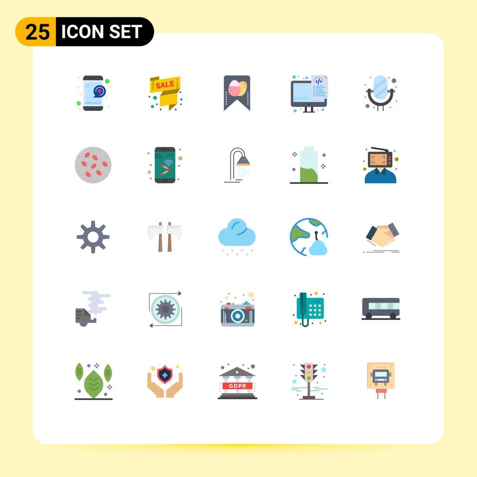 imballare di 25 creativo piatto colori di microfono File offrire programmazione codifica modificabile vettore design elementi