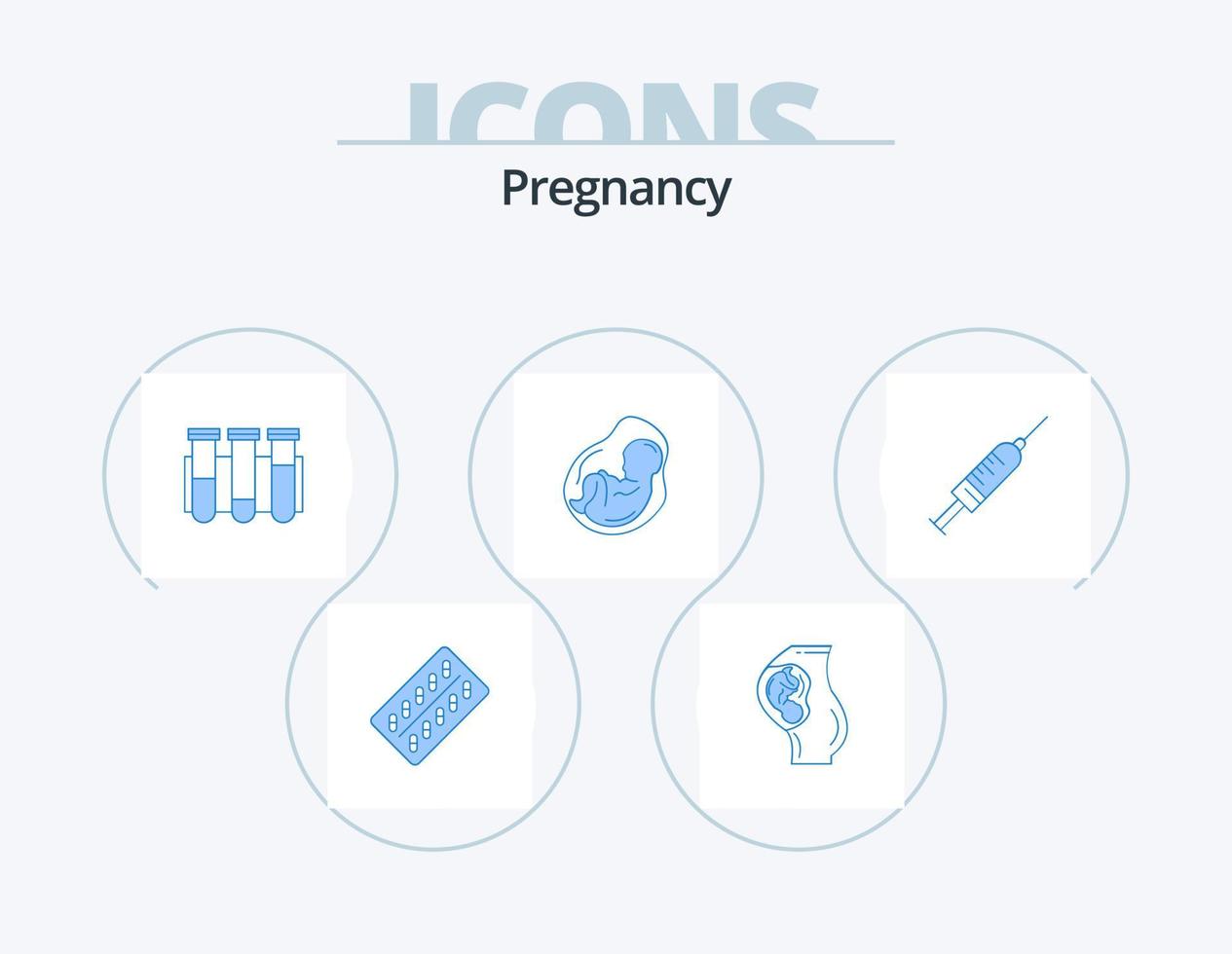 gravidanza blu icona imballare 5 icona design. incinta. bambino. ostetricia. sangue. scienza vettore