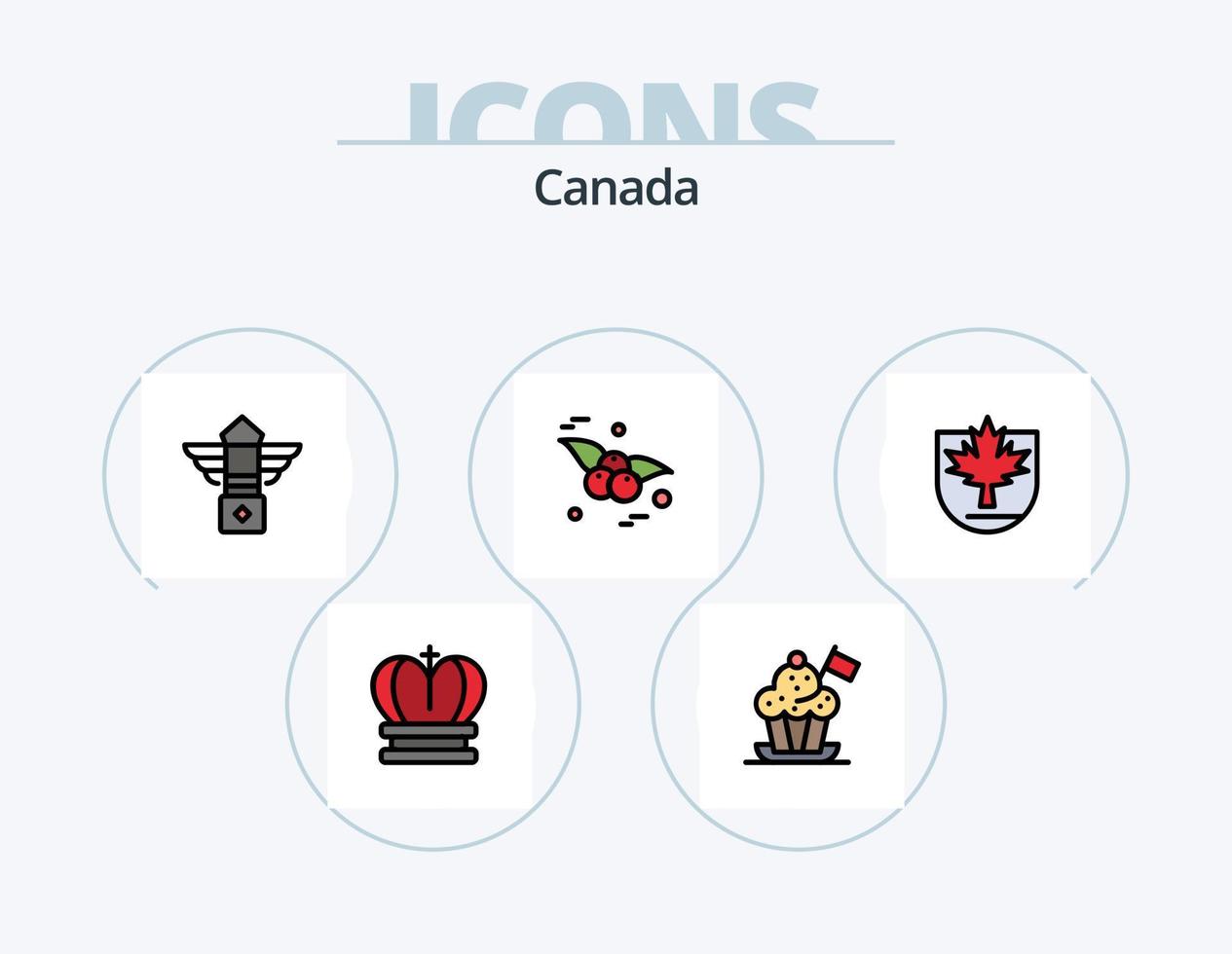 Canada linea pieno icona imballare 5 icona design. ciliegia. reale. distintivo. re. zoologia vettore