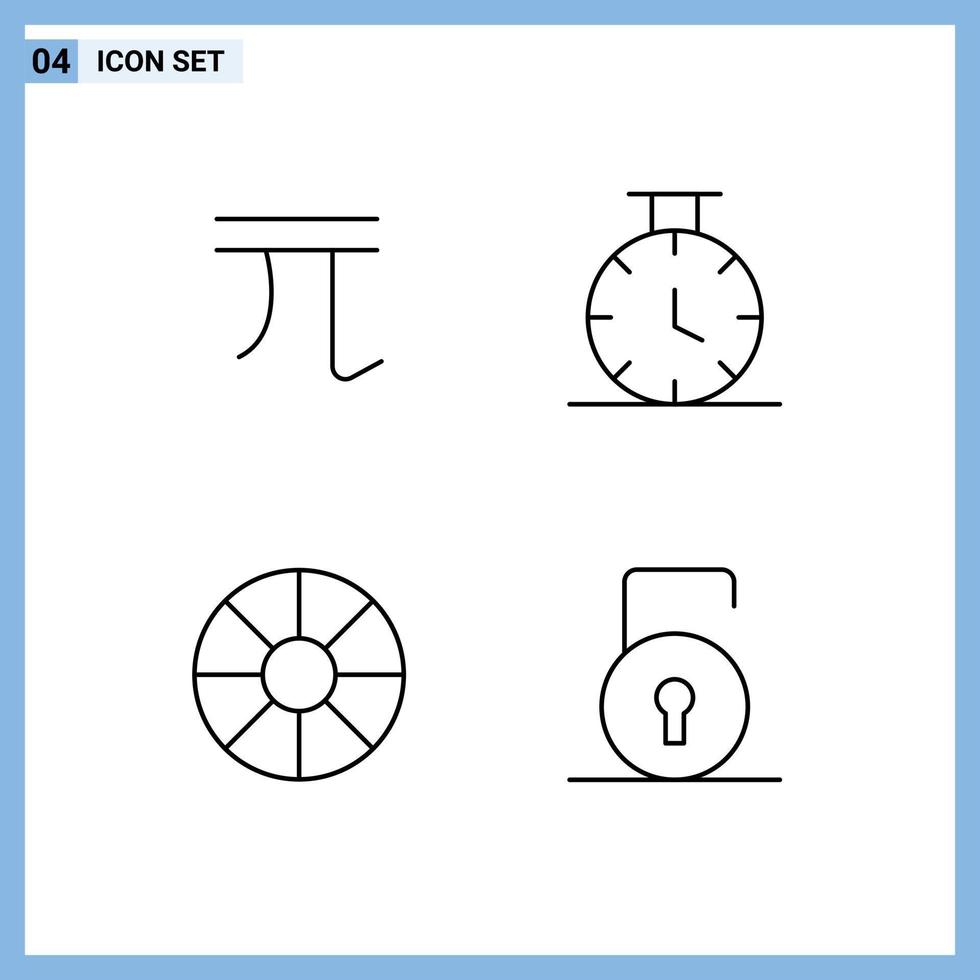 4 utente interfaccia linea imballare di moderno segni e simboli di nuovo Taiwan Bambola ruota i soldi tempo serratura tampone modificabile vettore design elementi
