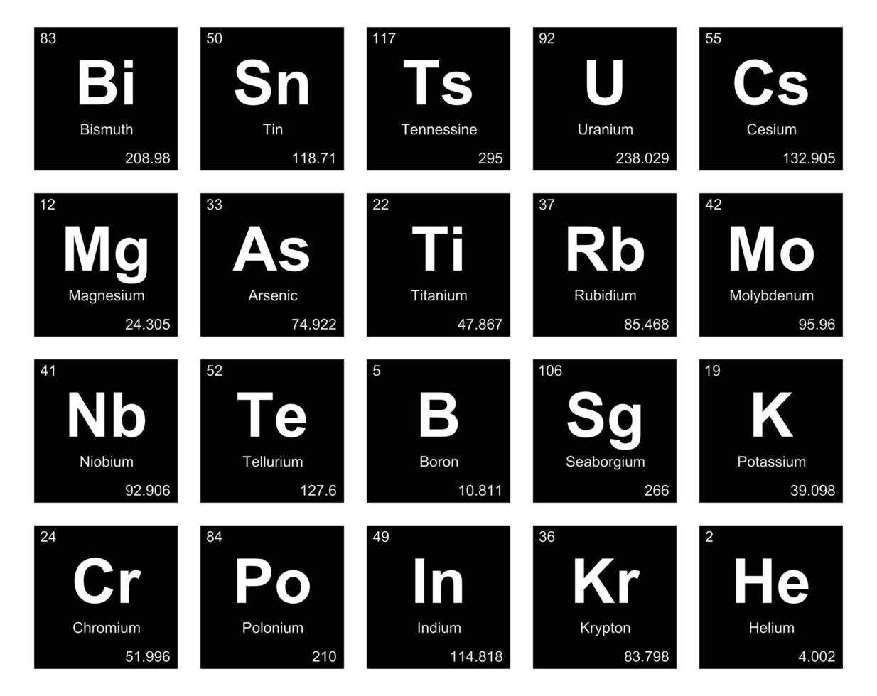 20 preiodico tavolo di il elementi icona imballare design vettore