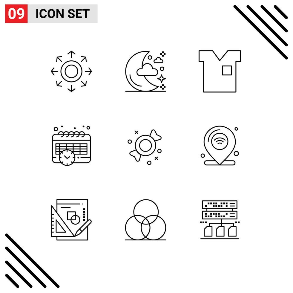 9 creativo icone moderno segni e simboli di caramella tempo Abiti programma t camicia modificabile vettore design elementi