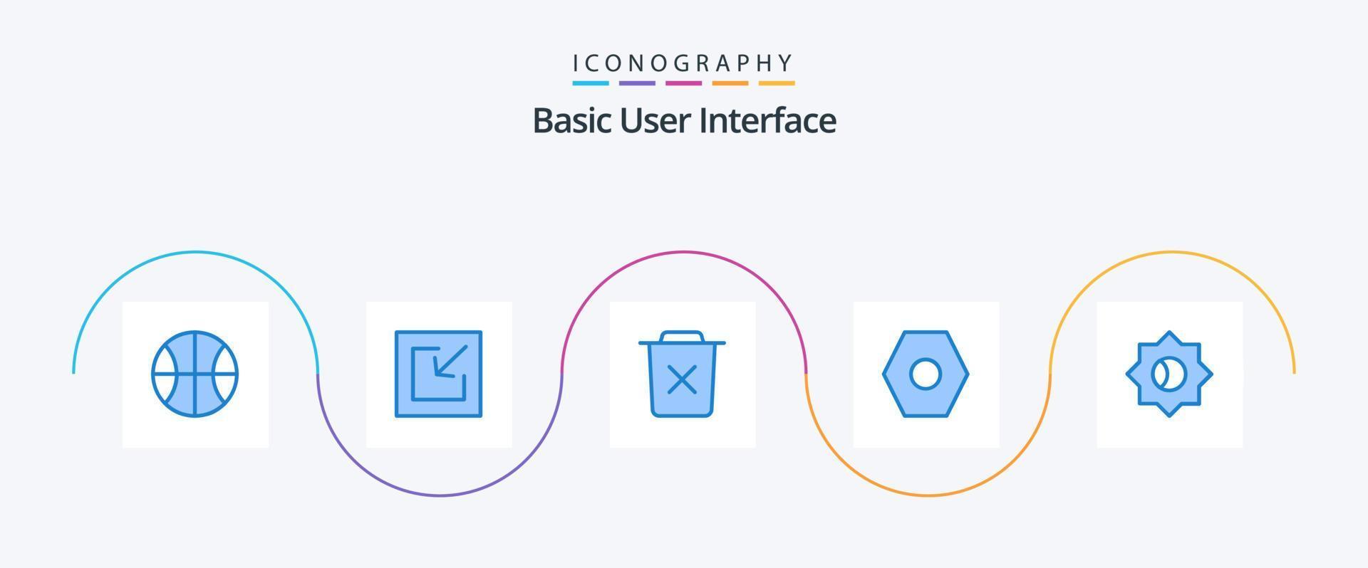 di base blu 5 icona imballare Compreso ui. di base. bidone. utente interfaccia. di base vettore