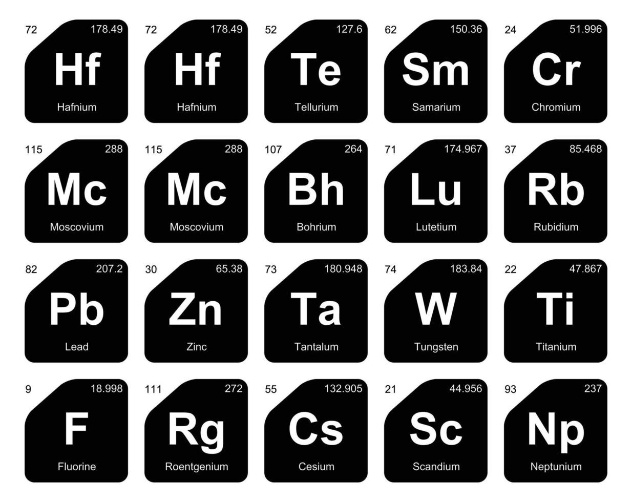 20 preiodico tavolo di il elementi icona imballare design vettore