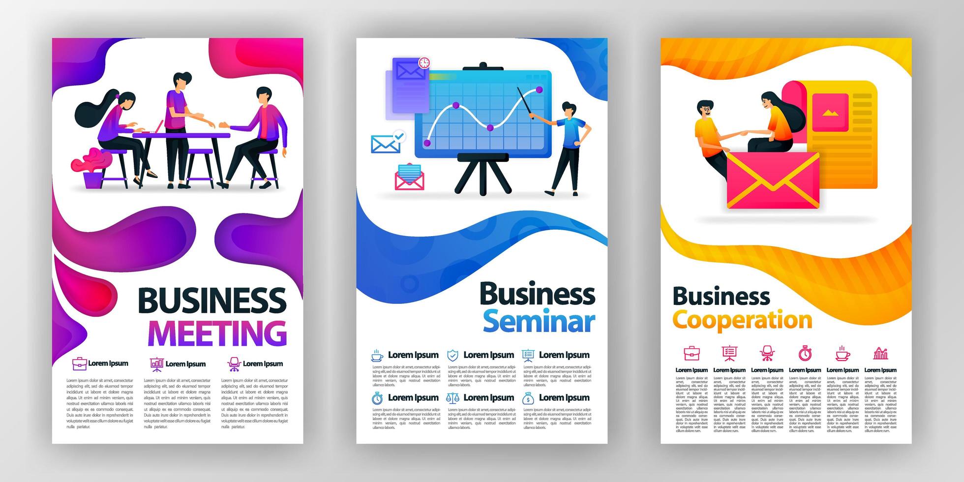 poster di concetto di design aziendale con illustrazione di cartone animato piatto. flyer business pamphlet brochure copertina di una rivista design layout spazio per promozione pubblicità marketing, modello di stampa vettoriale in formato a4