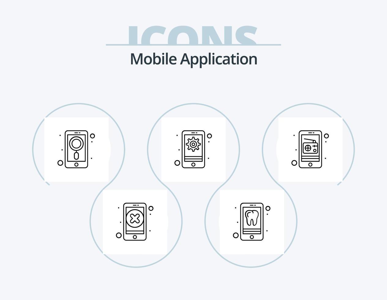 mobile applicazione linea icona imballare 5 icona design. GPS. applicazione. applicazione. ricerca. App vettore