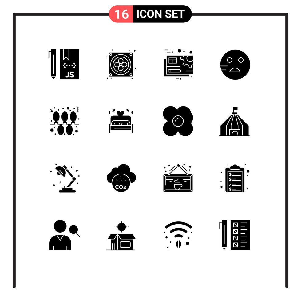 gruppo di 16 moderno solido glifi impostato per Natale scuola documento emoji modificare modificabile vettore design elementi