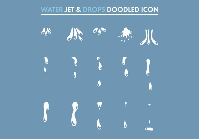Water Jet & Drops Doodled Icons vettore