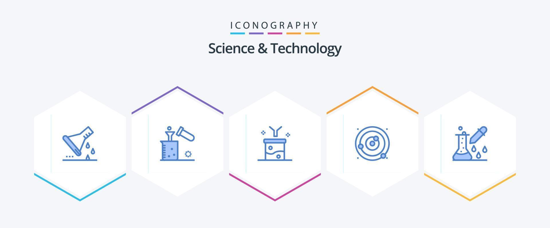 scienza e tecnologia 25 blu icona imballare Compreso pianeti orbitante. orbita. test tubo. crudo informazione. dati filtraggio vettore