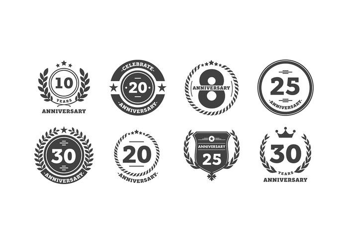 anniversario logo bw vettoriali gratis