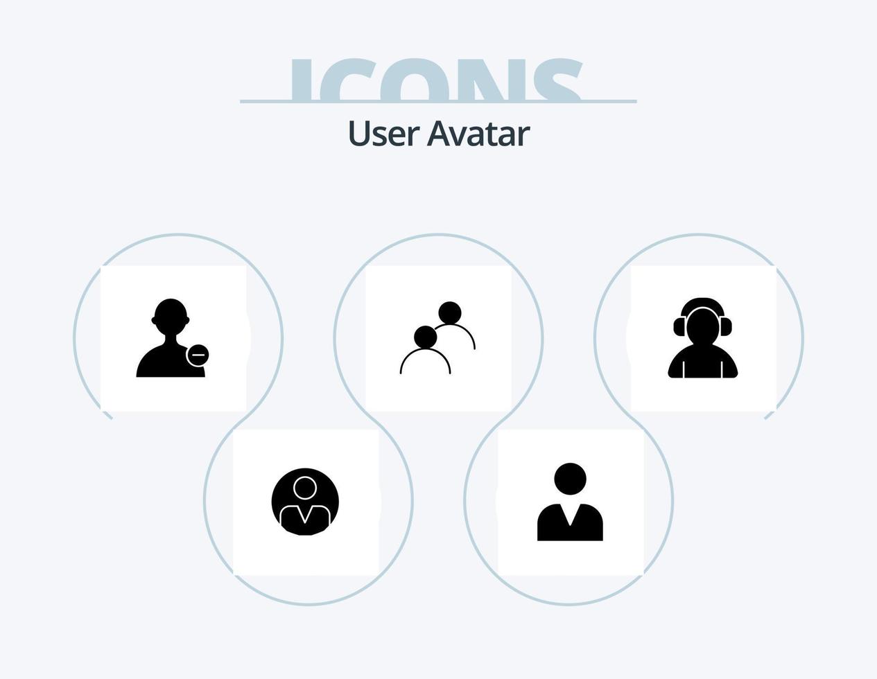 utente glifo icona imballare 5 icona design. cuffia. sostegno. interfaccia. avatar. avatar vettore