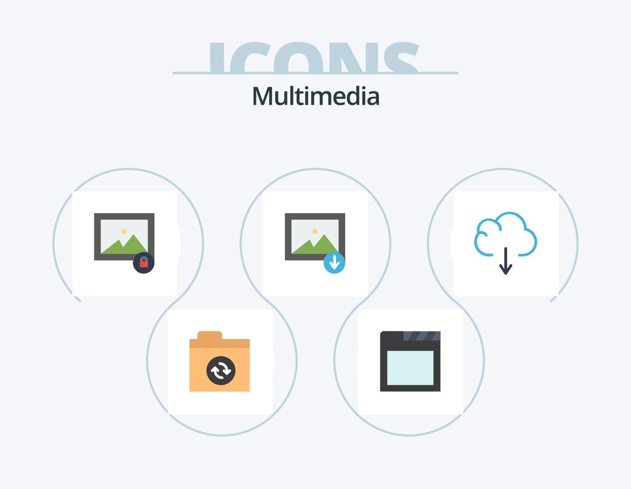 multimedia piatto icona imballare 5 icona design. . . foto. Scarica. nube vettore