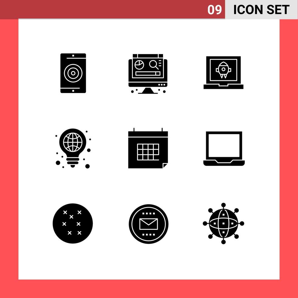 impostato di 9 moderno ui icone simboli segni per appuntamento leggero App globo idea modificabile vettore design elementi