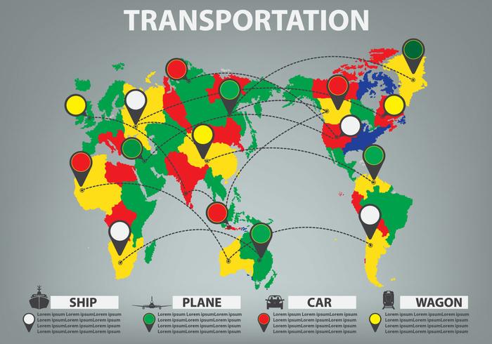 Trasporto infografica informazioni sulla mappa mondiale vettore