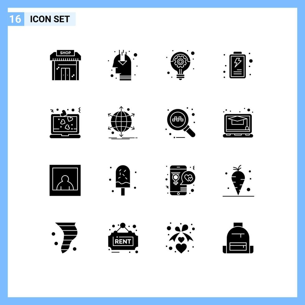 16 creativo icone moderno segni e simboli di il computer portatile utente pubblico opinione interfaccia idea modificabile vettore design elementi