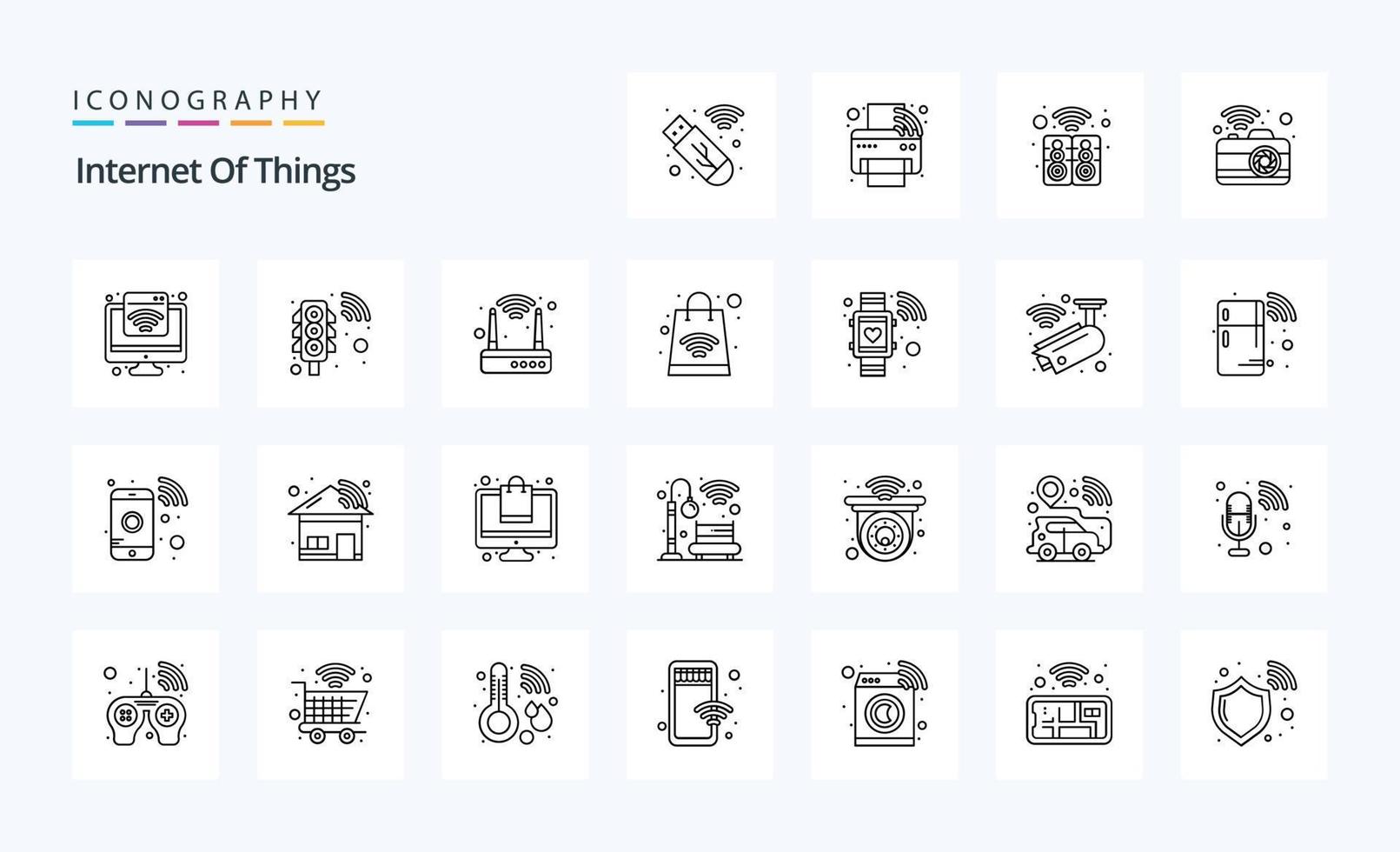 25 Internet di cose linea icona imballare vettore