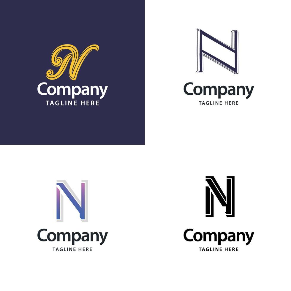 lettera n grande logo imballare design creativo moderno loghi design per il tuo attività commerciale vettore