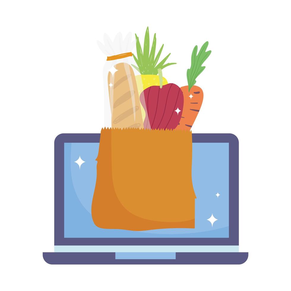 mercato online, consegna a domicilio negozio di alimentari per laptop vettore