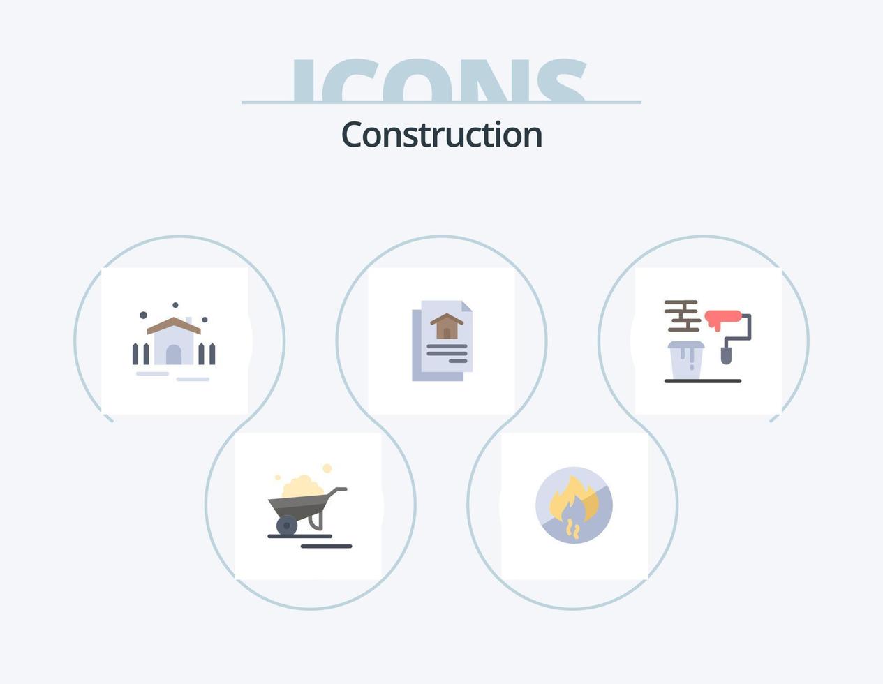 costruzione piatto icona imballare 5 icona design. dipingere. Casa. costruzione. documento. riparo vettore