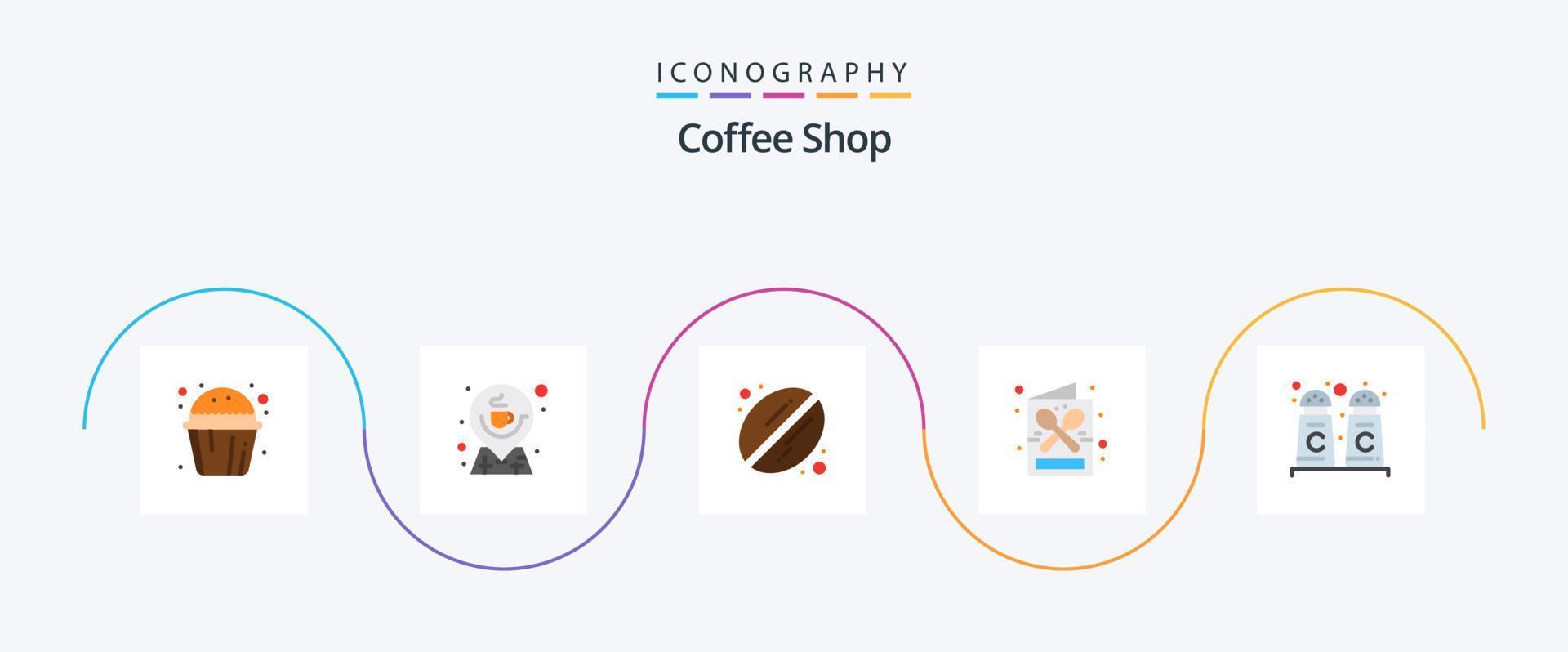 caffè negozio piatto 5 icona imballare Compreso cannella. menù. carta geografica. bere. caffè vettore