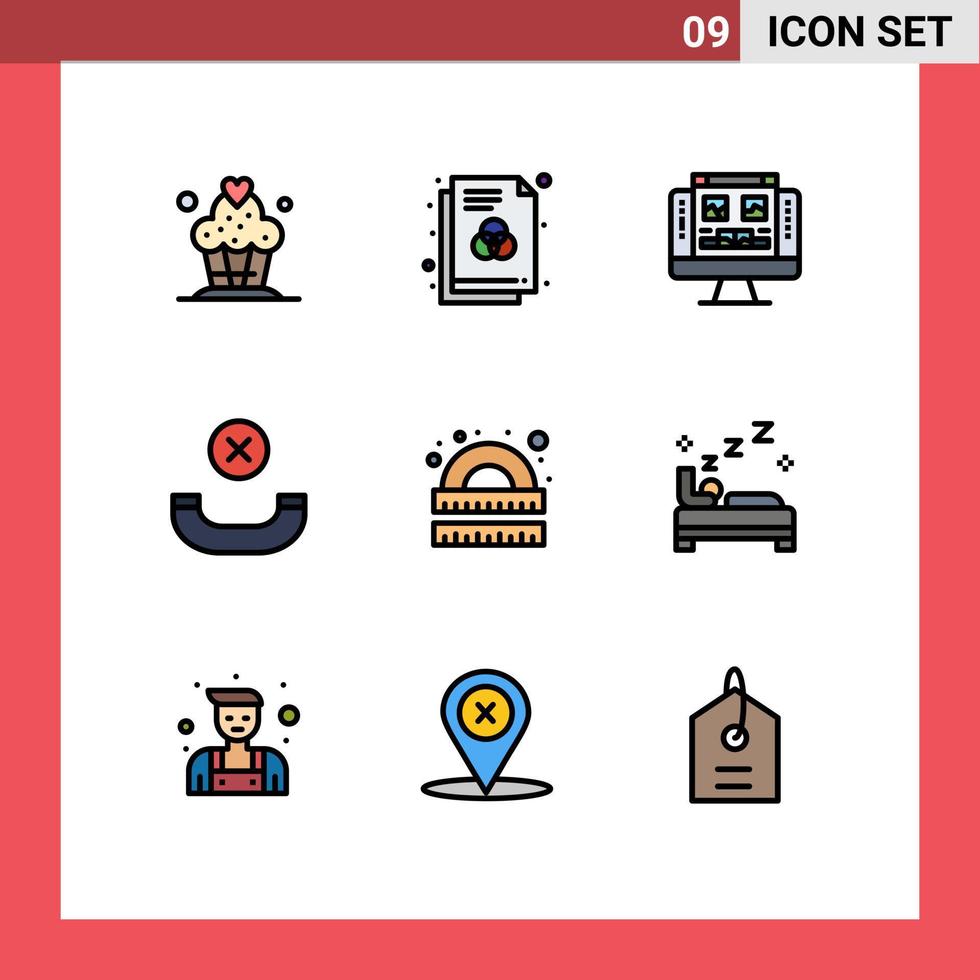9 creativo icone moderno segni e simboli di righello geometria computer disegno microtelefono modificabile vettore design elementi