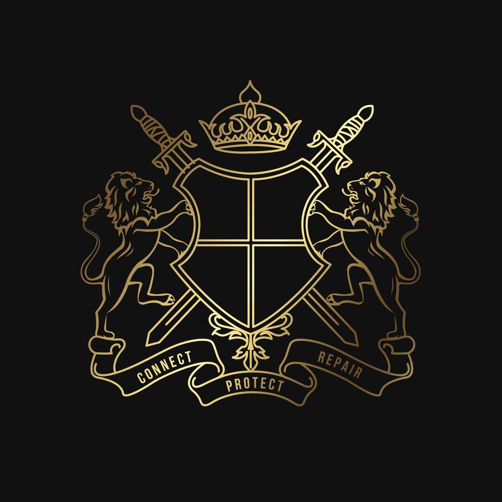 modello di logo di lusso. stemmi logo templated.heraldic elegante scudo logo dorato vettore