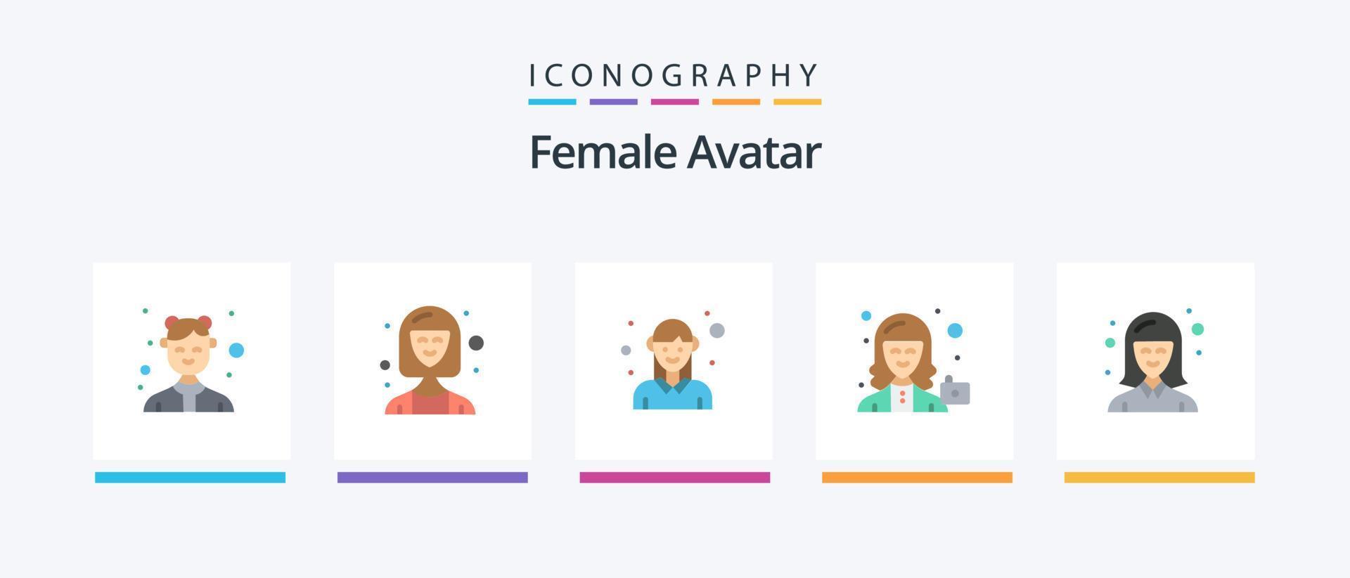 femmina avatar piatto 5 icona imballare Compreso femmina. avatar. esecutivo. lavoratore. femmina. creativo icone design vettore
