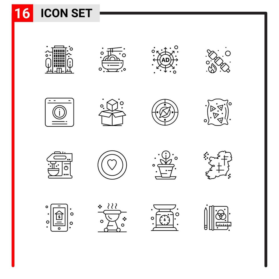 gruppo di 16 moderno lineamenti impostato per Aiuto Chiacchierare marketing bolla cibo modificabile vettore design elementi