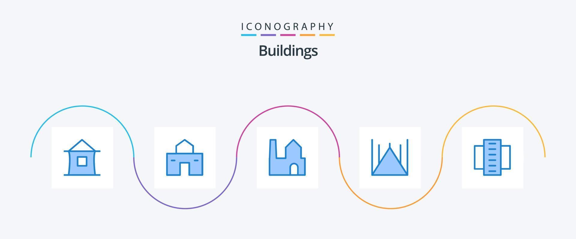 edifici blu 5 icona imballare Compreso Residenziale appartamenti. città costruzione. industria. costruzione. Pakistan moschea vettore