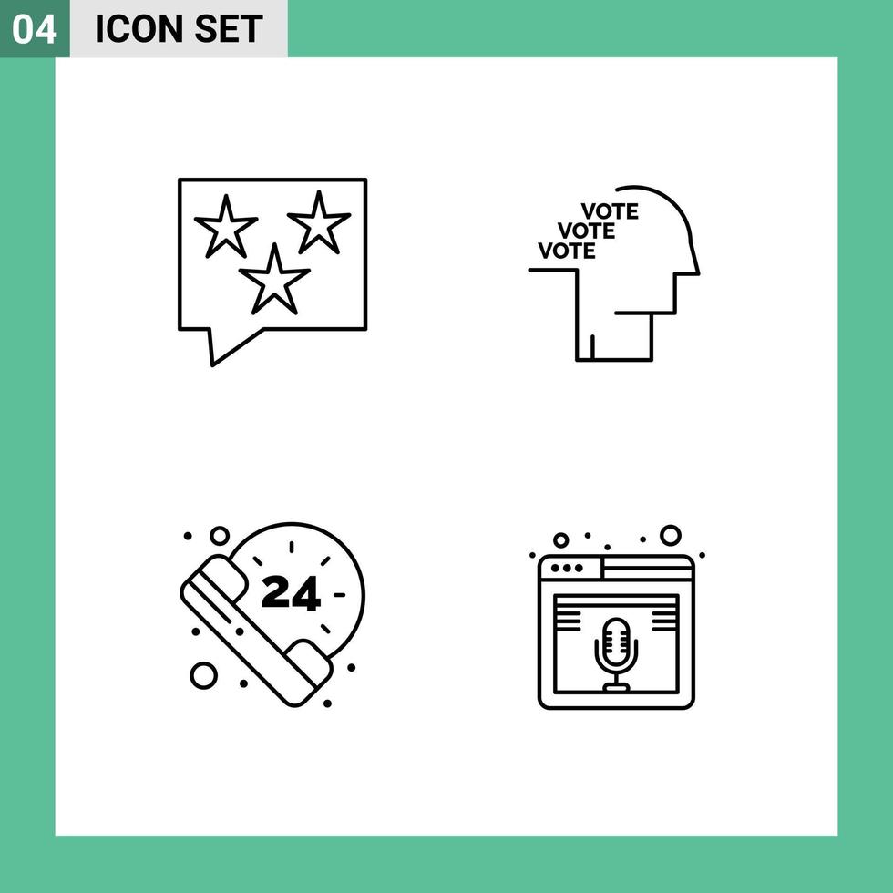 4 linea concetto per siti web mobile e applicazioni bolla discorso Vota elezione chiamata modificabile vettore design elementi