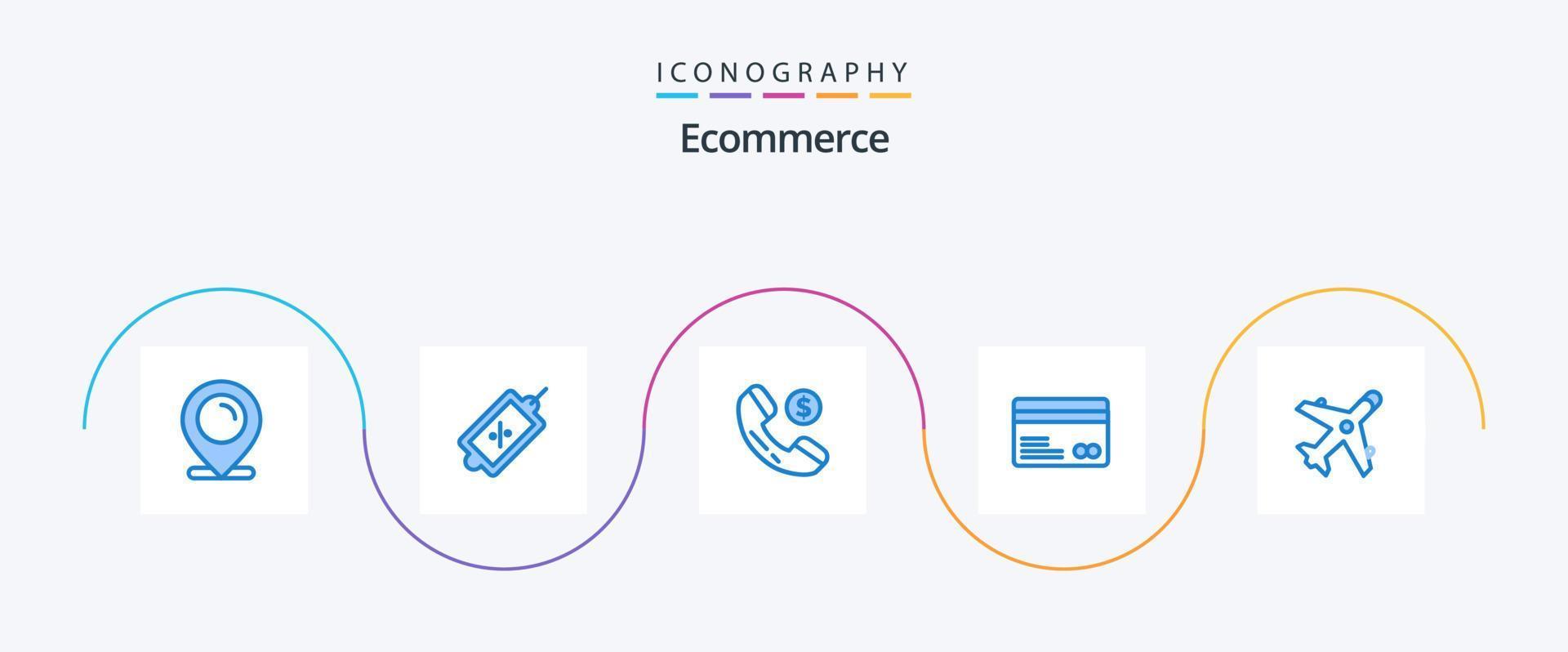 e-commerce blu 5 icona imballare Compreso aereo. e-commerce. e-commerce. pagamenti. credito carta vettore