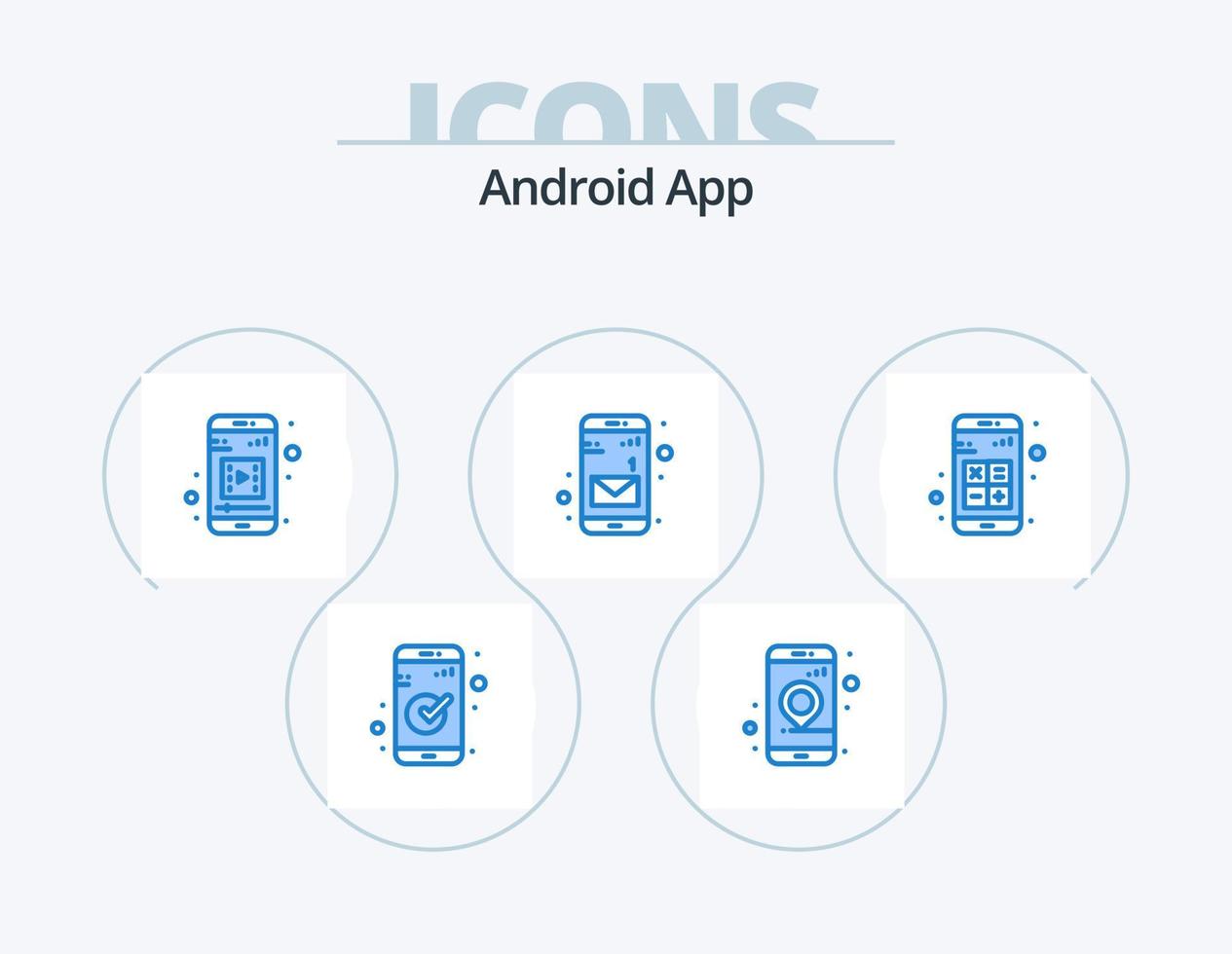 androide App blu icona imballare 5 icona design. calcolatrice. app. mobile app. Inserisci. Messaggio vettore