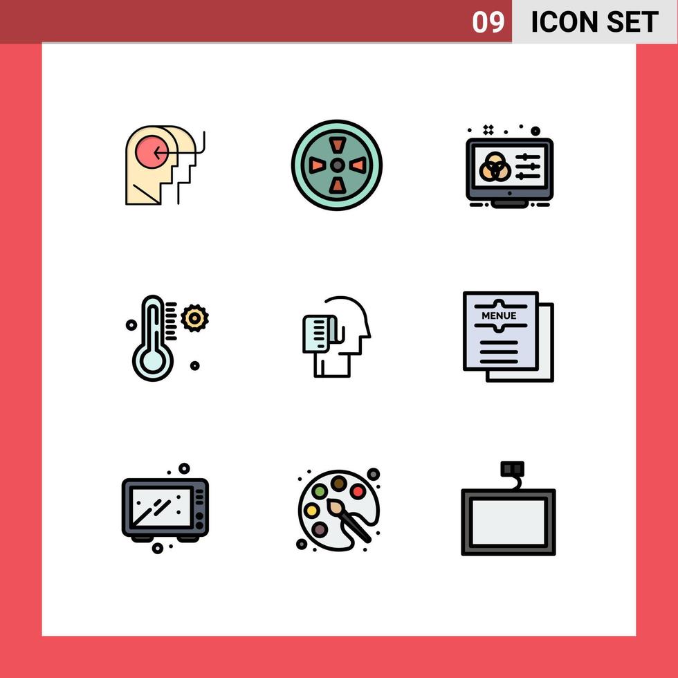 impostato di 9 moderno ui icone simboli segni per persona umano registrazione tempo metereologico temperatura modificabile vettore design elementi