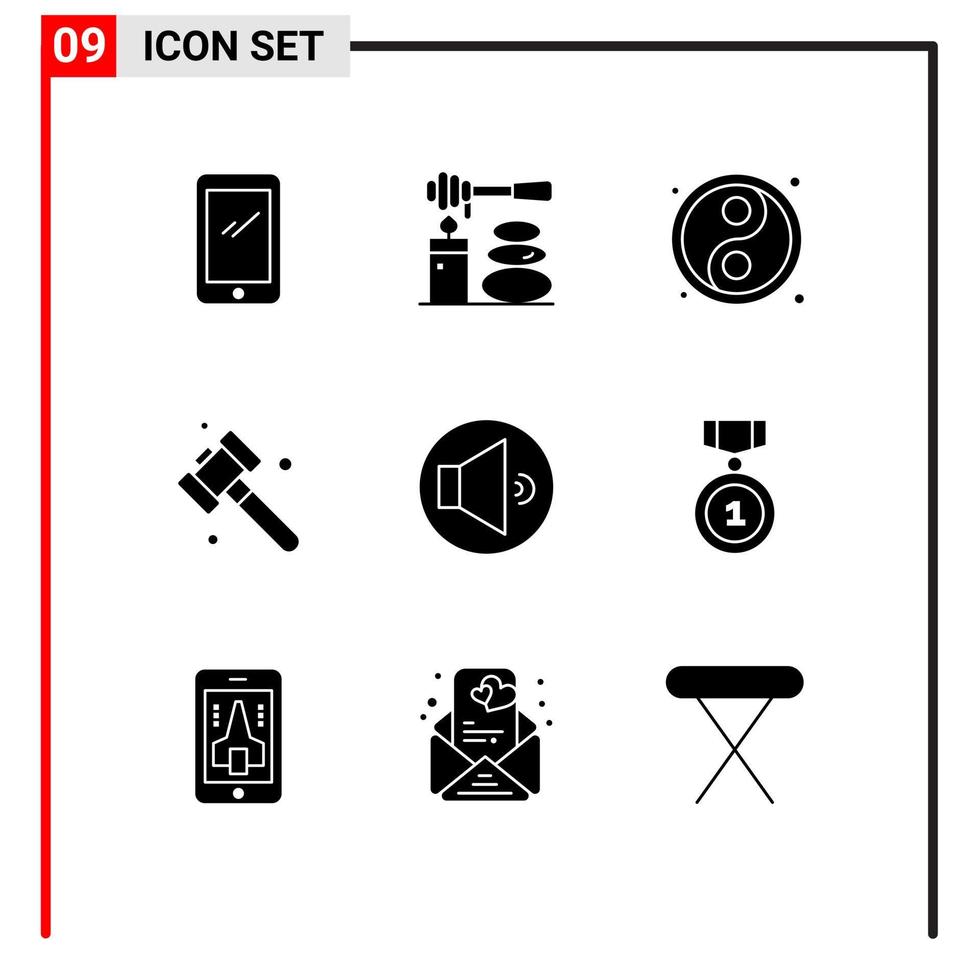 9 universale solido glifi impostato per ragnatela e mobile applicazioni volume suono pietre attrezzo costruzione modificabile vettore design elementi