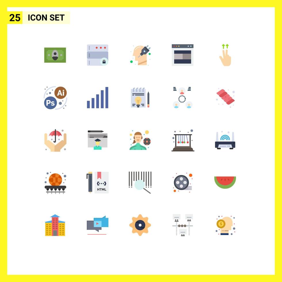 mobile interfaccia piatto colore impostato di 25 pittogrammi di gesto sito web mente ragnatela disposizione modificabile vettore design elementi