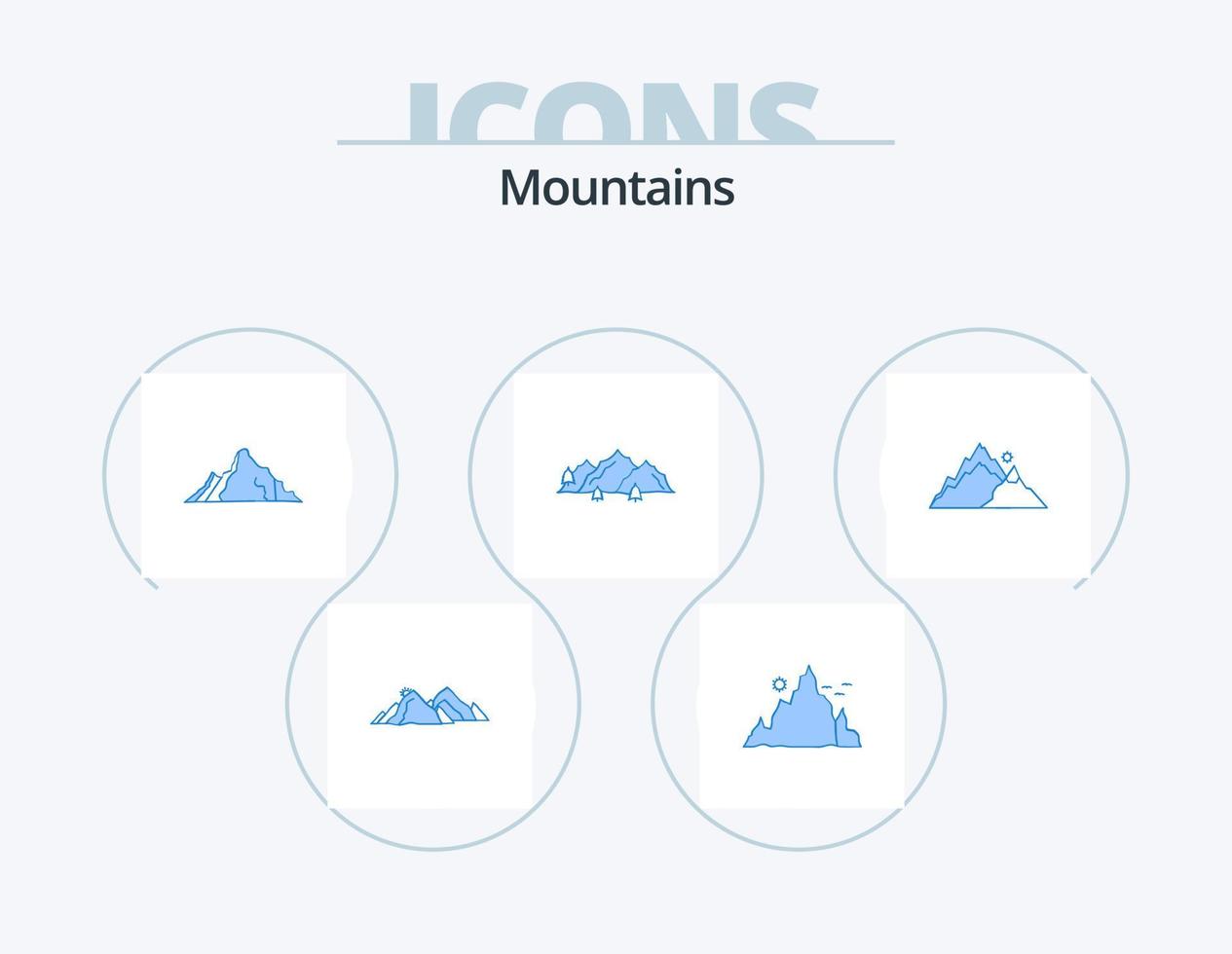 montagne blu icona imballare 5 icona design. collina. montagna. natura. scena. natura vettore