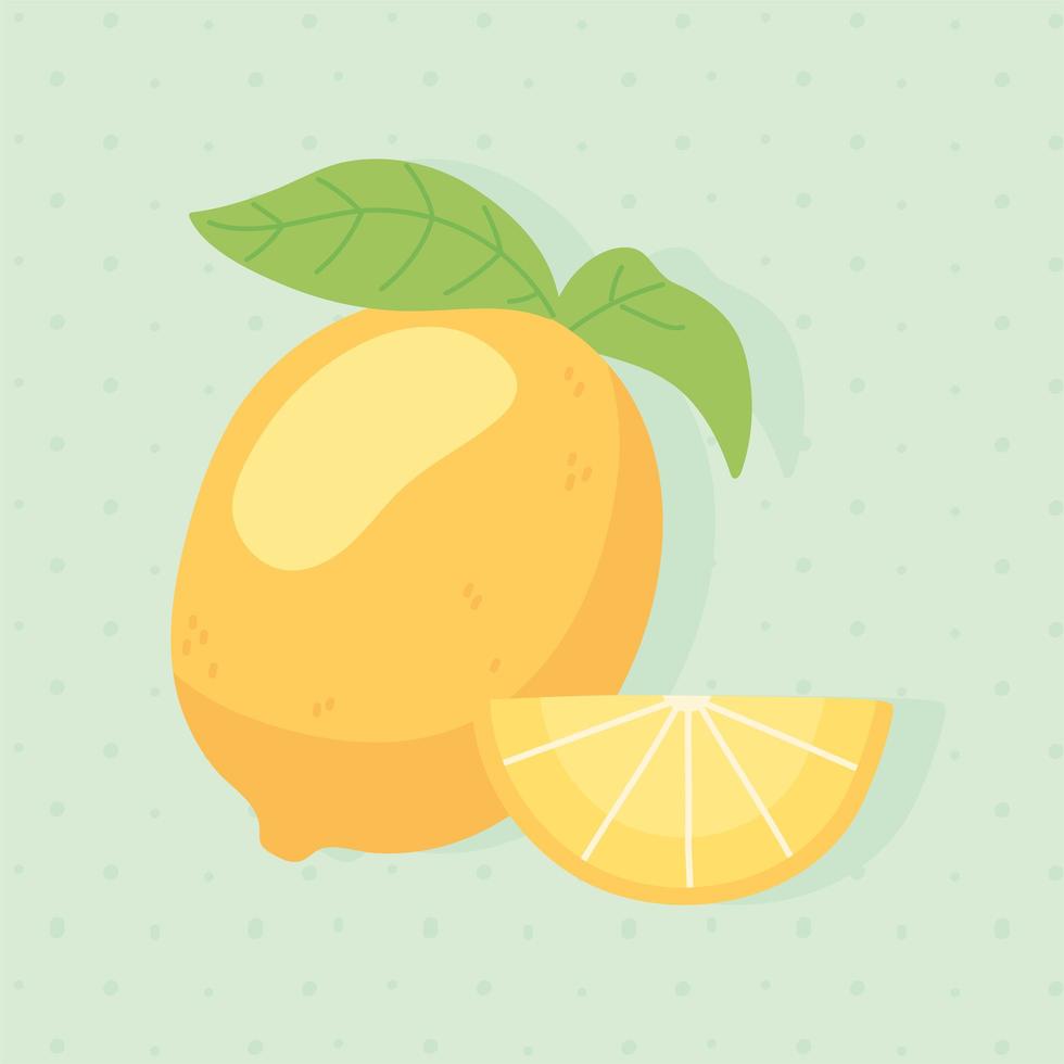 agrumi limone intero e fetta tropicale vettore