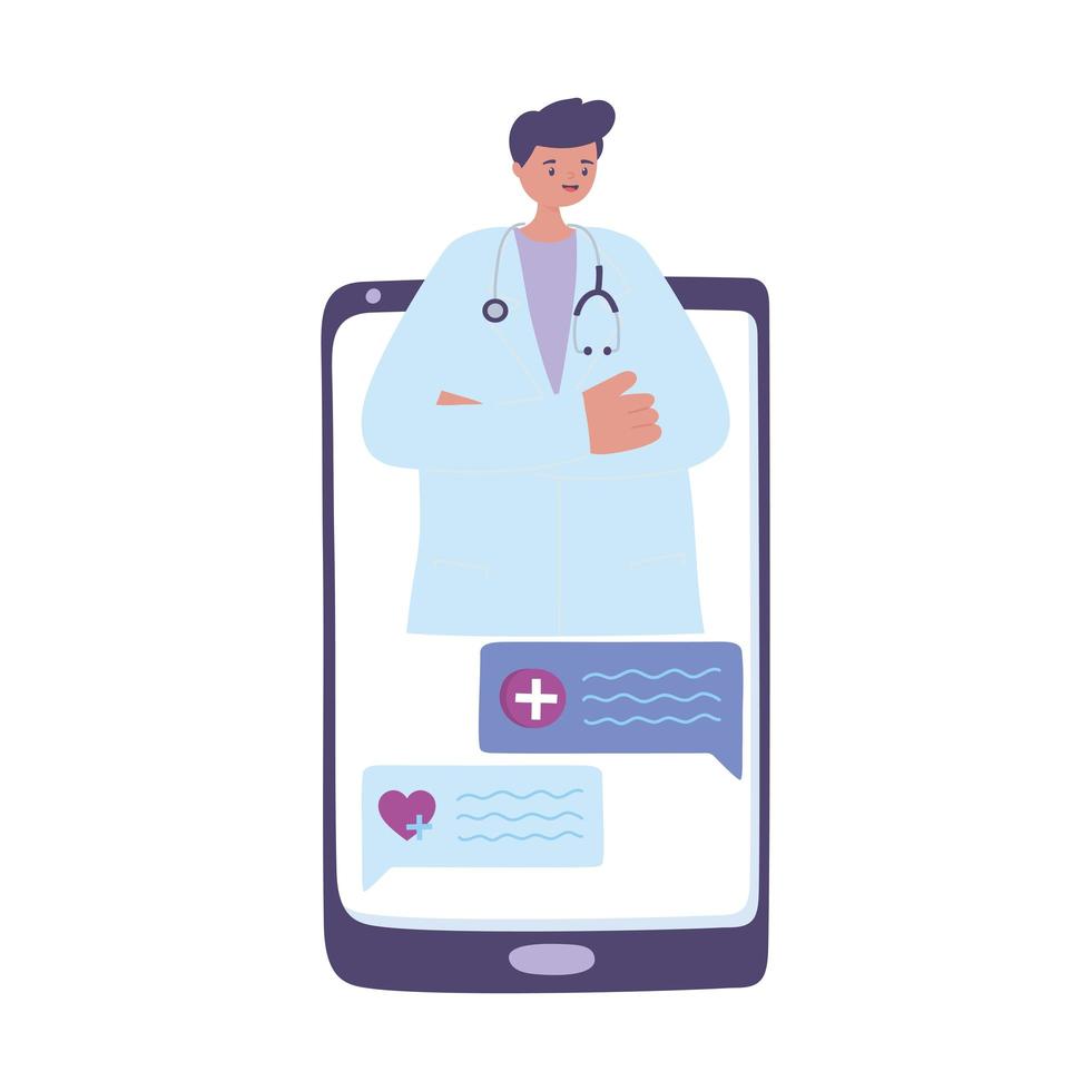 telemedicina, supporto online per medici da smartphone, cure e servizi sanitari online vettore