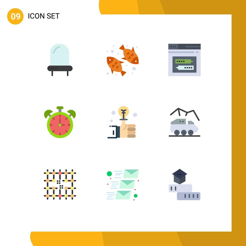 9 universale piatto colori impostato per ragnatela e mobile applicazioni mano tempo pagina formazione scolastica allarme modificabile vettore design elementi