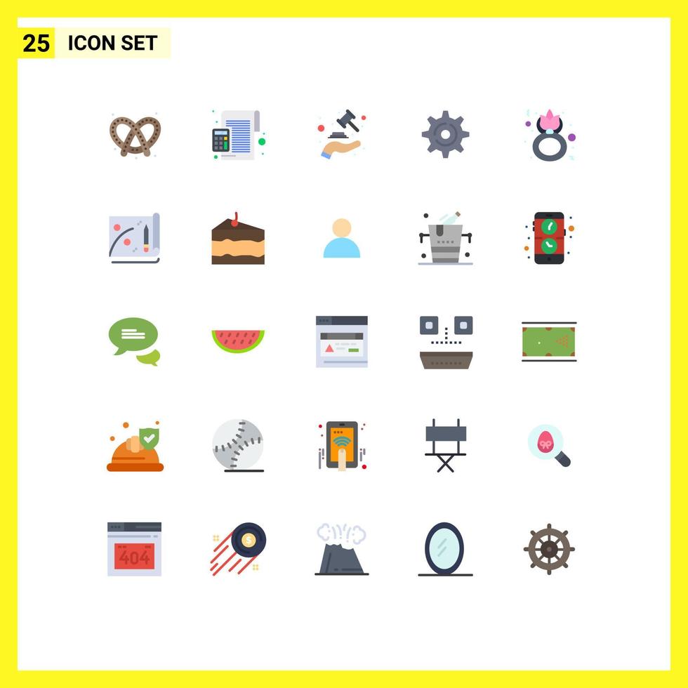 universale icona simboli gruppo di 25 moderno piatto colori di giorno Ingranaggio percentuale Internet legge modificabile vettore design elementi