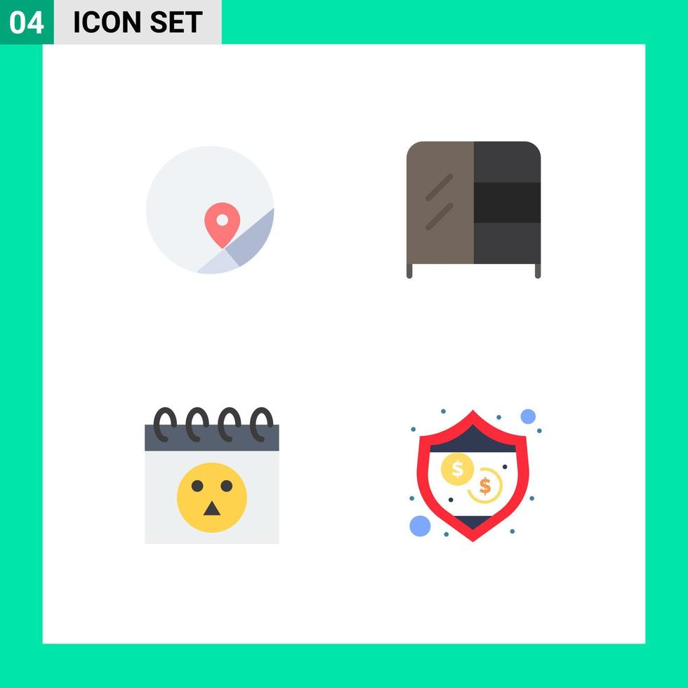 4 utente interfaccia piatto icona imballare di moderno segni e simboli di di base cranio carta geografica armadio sicurezza modificabile vettore design elementi